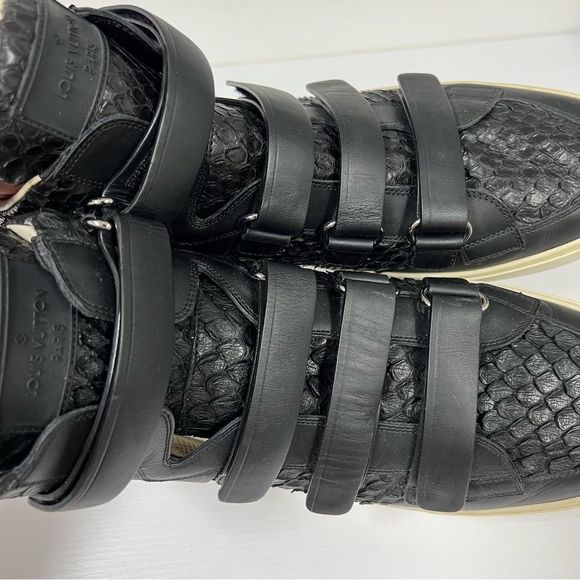 Louis Vuitton Reptile Sneaker Boot Black Leather High Top 12 Mens - Picture 13 of 14